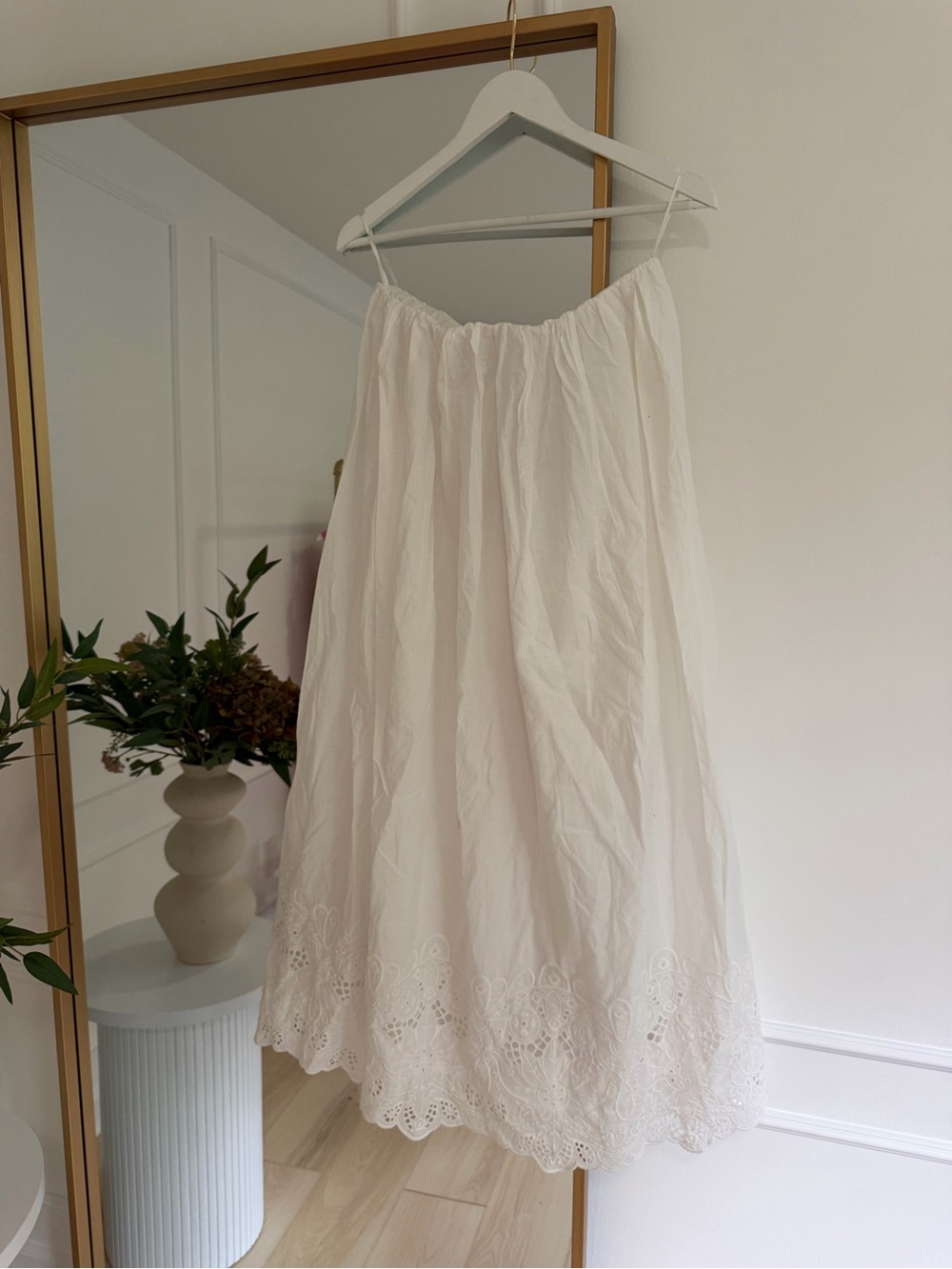 Primark White Eyelet-Trim Midi Skirt